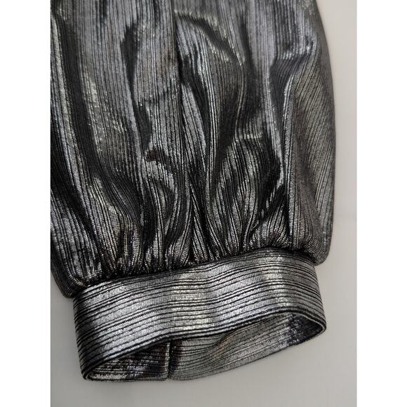 Feleppa Silver Mini Dress IT 38 US XS Tie Waist Metallic Italian Party Cocktail - Picture 4 of 9